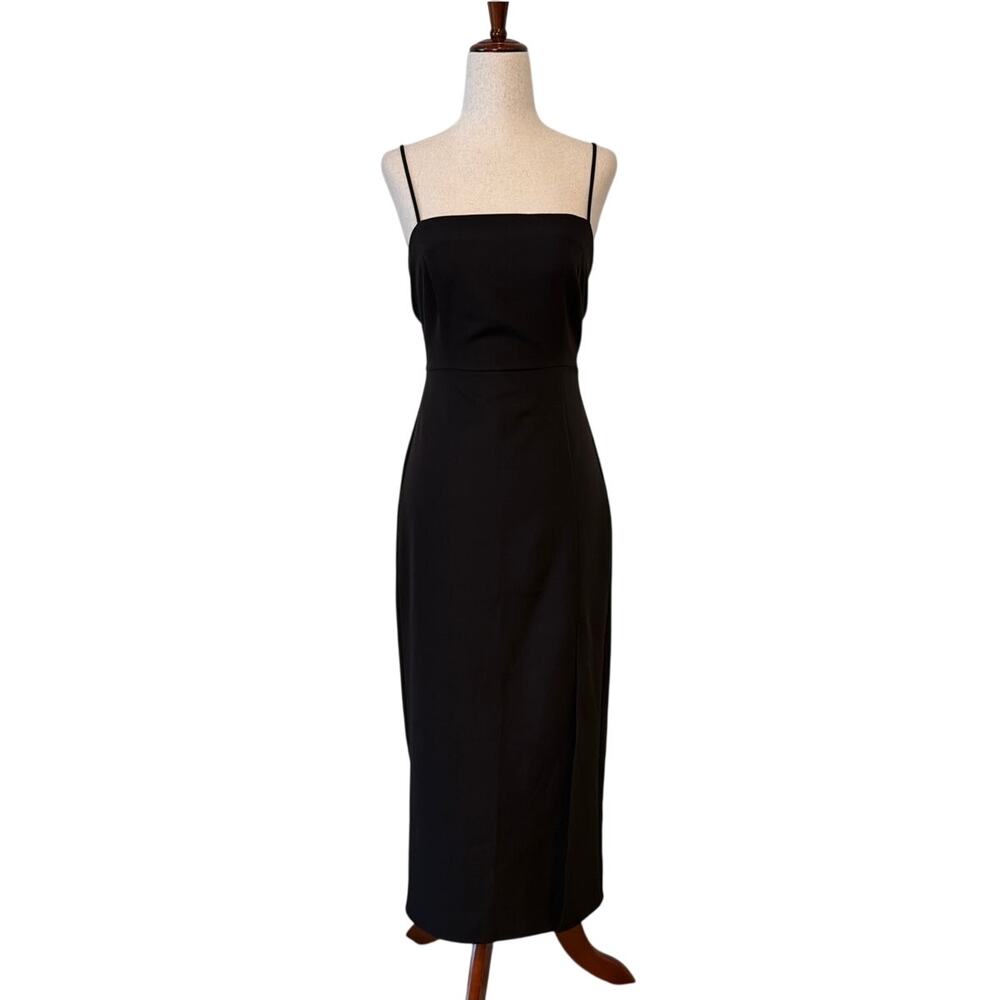 Zara Black Spaghetti Strap Column Midi Dress, Women’s Medium